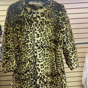 Saks Fifth Avenue NWT Leopard Print Faux Fur Coat